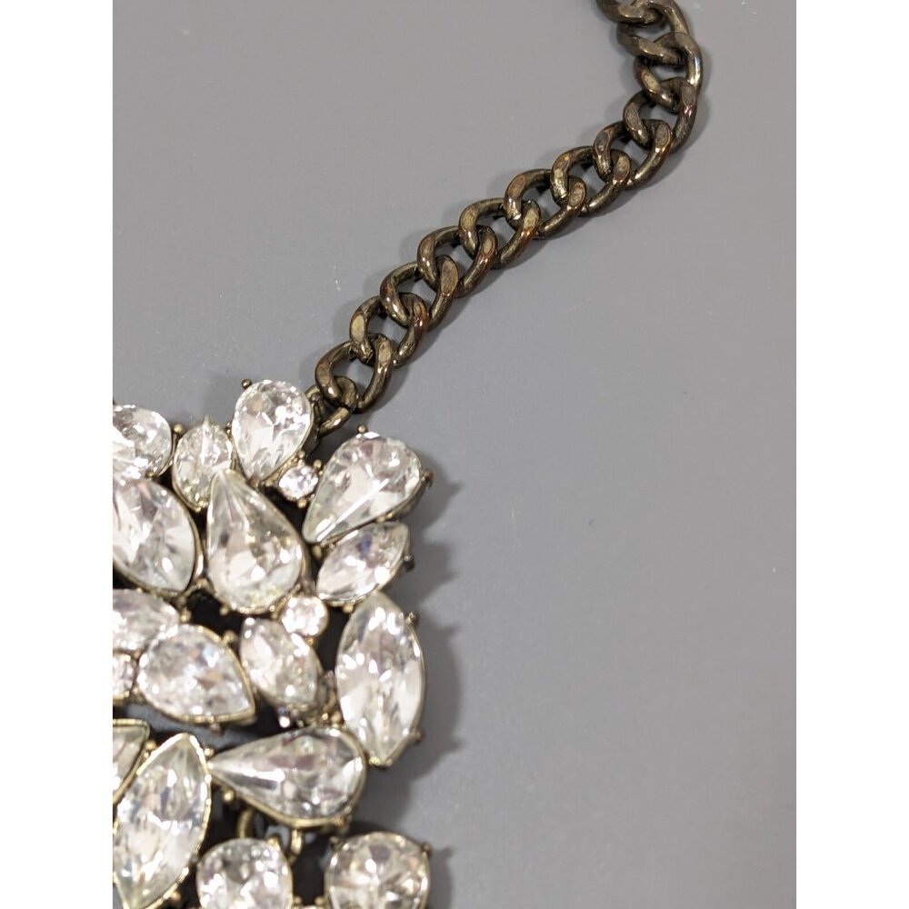 Sugarfix by BaubleBar Clear Rhinestone Collar Statement Necklace Bronze Tone 20" - Picture 8 of 10